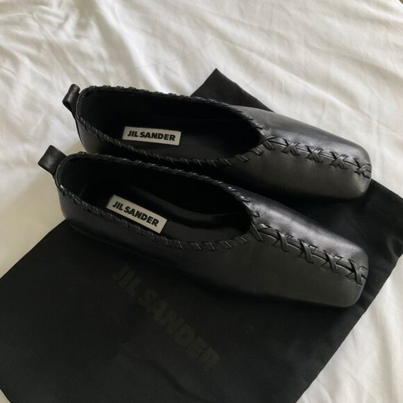 Jil Sander Shoes - JIL SANDER Leather Ballerina Flats